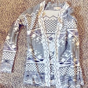 Cardigan, it goes to my mid butt, I’m about 5’2